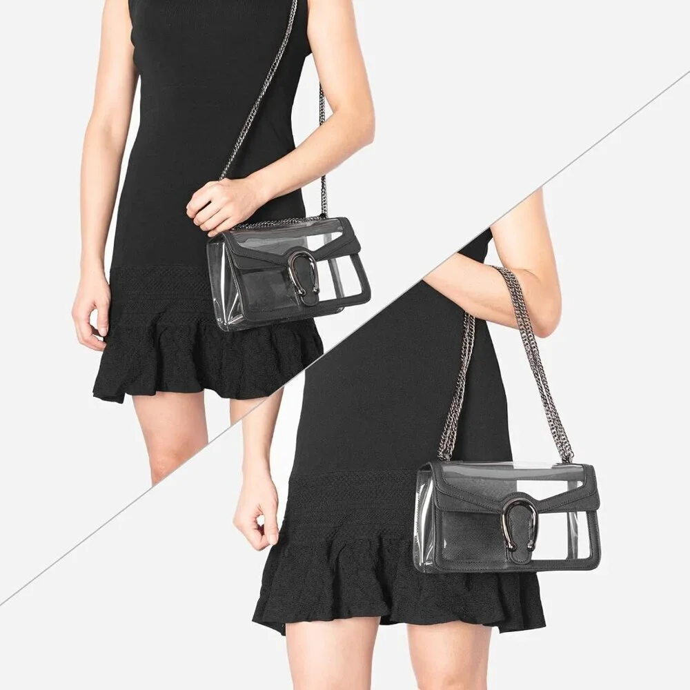 Women's Clear Crossbody Bag Vegan Leather Small Stadium Approved Purse